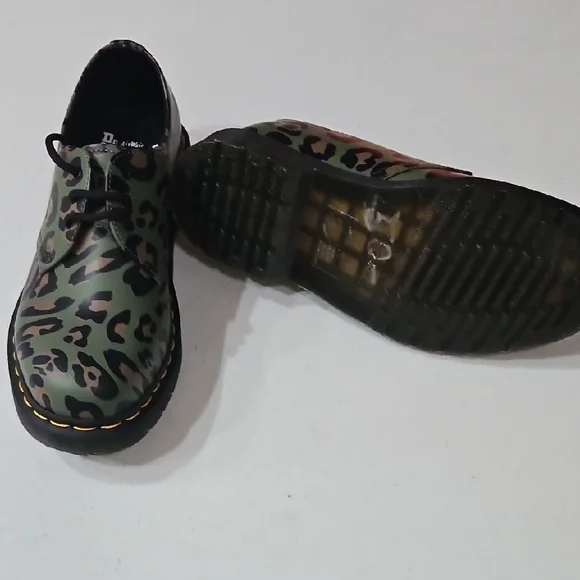Dr. Martens Green Leopard Lace Up Boots - Picture 3 of 4